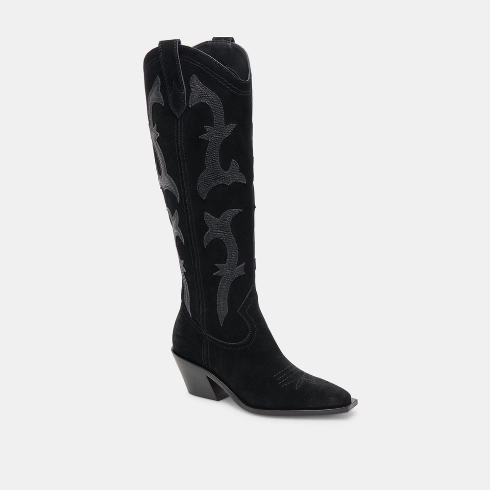 Dolce Vita Samara Western Boot – Size 7 - Black Onyx Suede